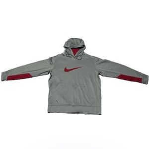 Y2K M Nike Therma-Fit Men’s Hoodie Grey Red Sportswear Athletic Athleisure